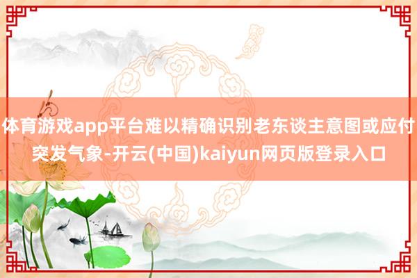 体育游戏app平台难以精确识别老东谈主意图或应付突发气象-开云(中国)kaiyun网页版登录入口