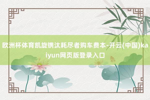 欧洲杯体育凯旋镌汰耗尽者购车费本-开云(中国)kaiyun网页版登录入口
