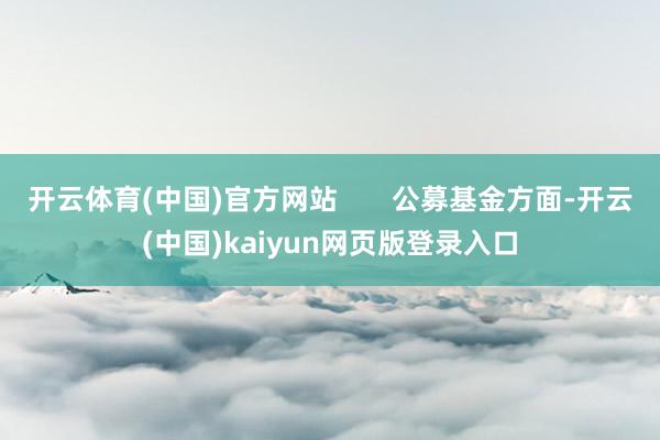 开云体育(中国)官方网站       公募基金方面-开云(中国)kaiyun网页版登录入口