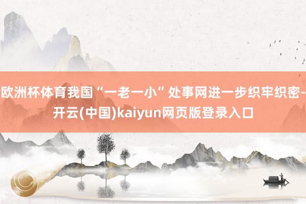 欧洲杯体育我国“一老一小”处事网进一步织牢织密-开云(中国)kaiyun网页版登录入口