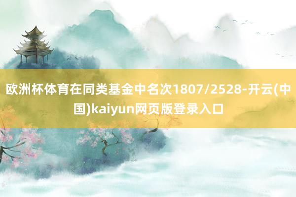 欧洲杯体育在同类基金中名次1807/2528-开云(中国)kaiyun网页版登录入口