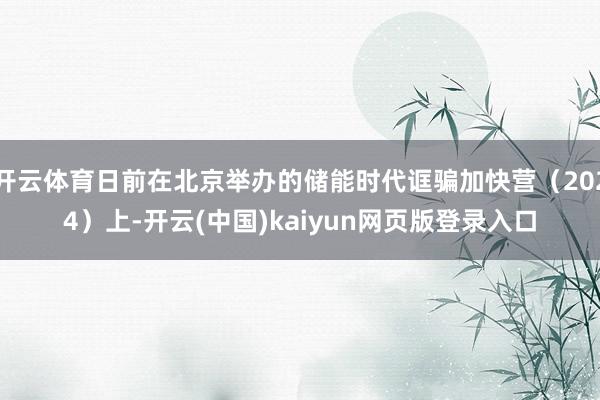 开云体育日前在北京举办的储能时代诓骗加快营（2024）上-开云(中国)kaiyun网页版登录入口